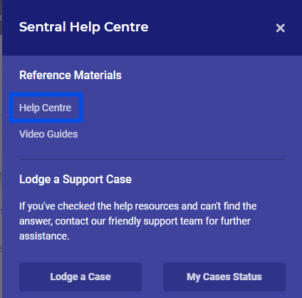 Help Centre button